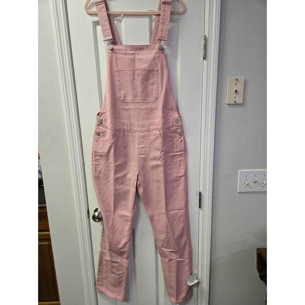 ASOS DESIGN Pink Denim Overalls Women XS Straight Leg Utility Dungarees Solid